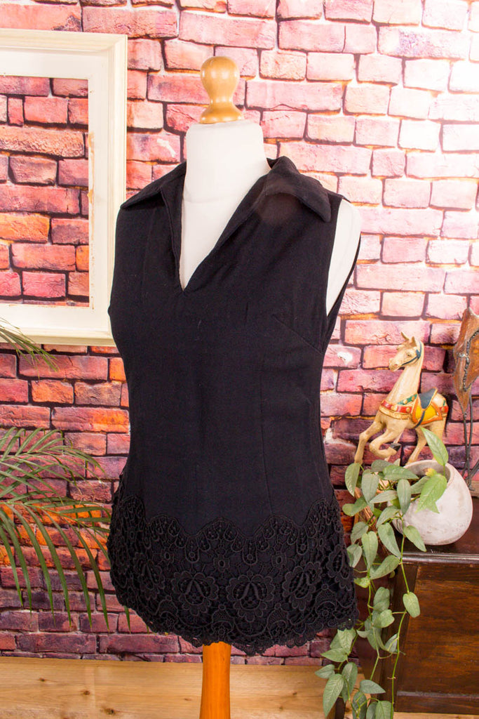 60s Tunika Langtop schwarz Wolle Default Title 60er 70er Boho Disco Frau Gothic S 36-38 Schlager schwarz Special vintageberlin.de