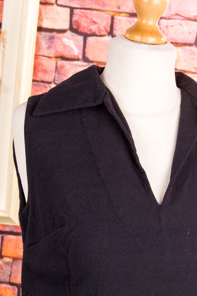 60s Tunika Langtop schwarz Wolle 60er 70er Boho Disco Frau Gothic S 36-38 Schlager schwarz Special vintageberlin.de