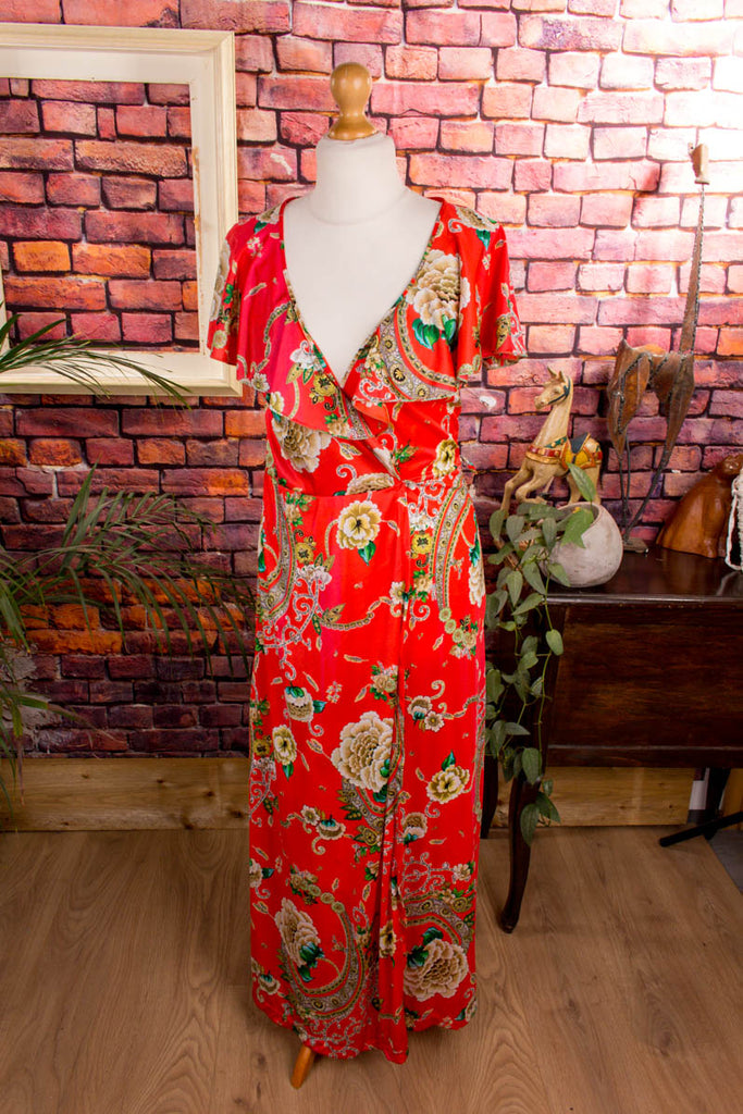 Boho Hauskleid rot Muster Default Title 70er Boho bunt Frau Hippie M 40-42 real-boho Rockabilly rot S 36-38 Schlager Special vintageberlin.de