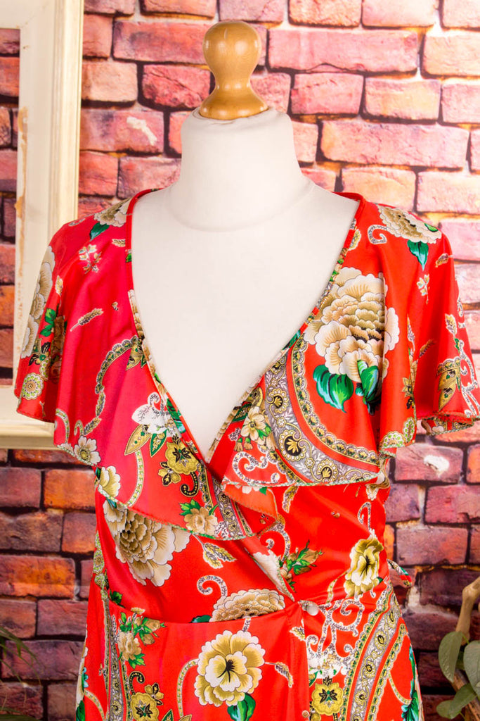 Boho Hauskleid rot Muster 70er Boho bunt Frau Hippie M 40-42 real-boho Rockabilly rot S 36-38 Schlager Special vintageberlin.de