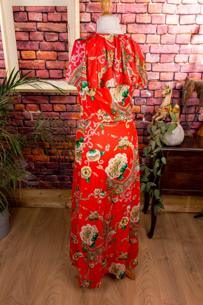 Boho Hauskleid rot Muster 70er Boho bunt Frau Hippie M 40-42 real-boho Rockabilly rot S 36-38 Schlager Special vintageberlin.de