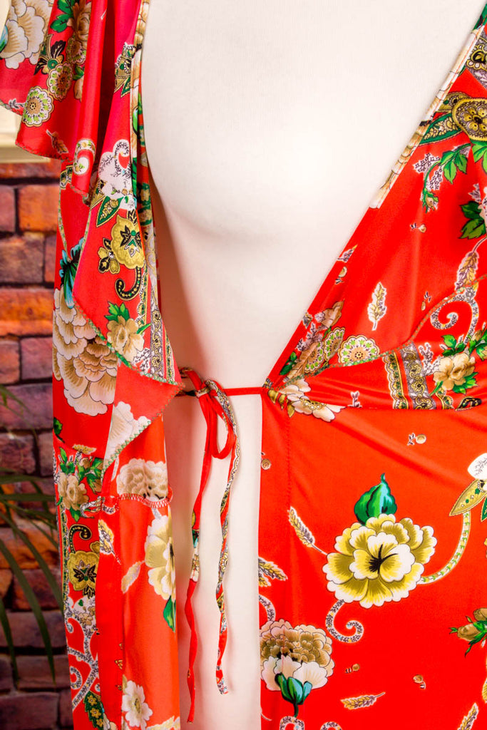 Boho Hauskleid rot Muster 70er Boho bunt Frau Hippie M 40-42 real-boho Rockabilly rot S 36-38 Schlager Special vintageberlin.de