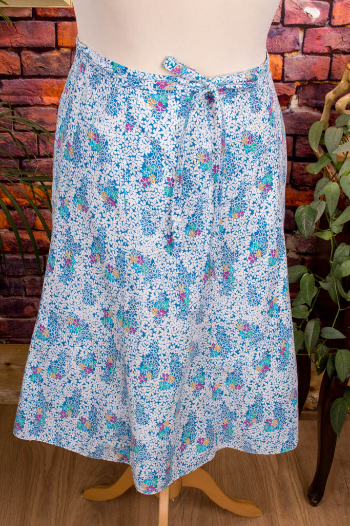 70s Hippierock blau Blumen Default Title 70er blau bunt Disco Frau L 44-46 Rockabilly Schlager vintageberlin.de