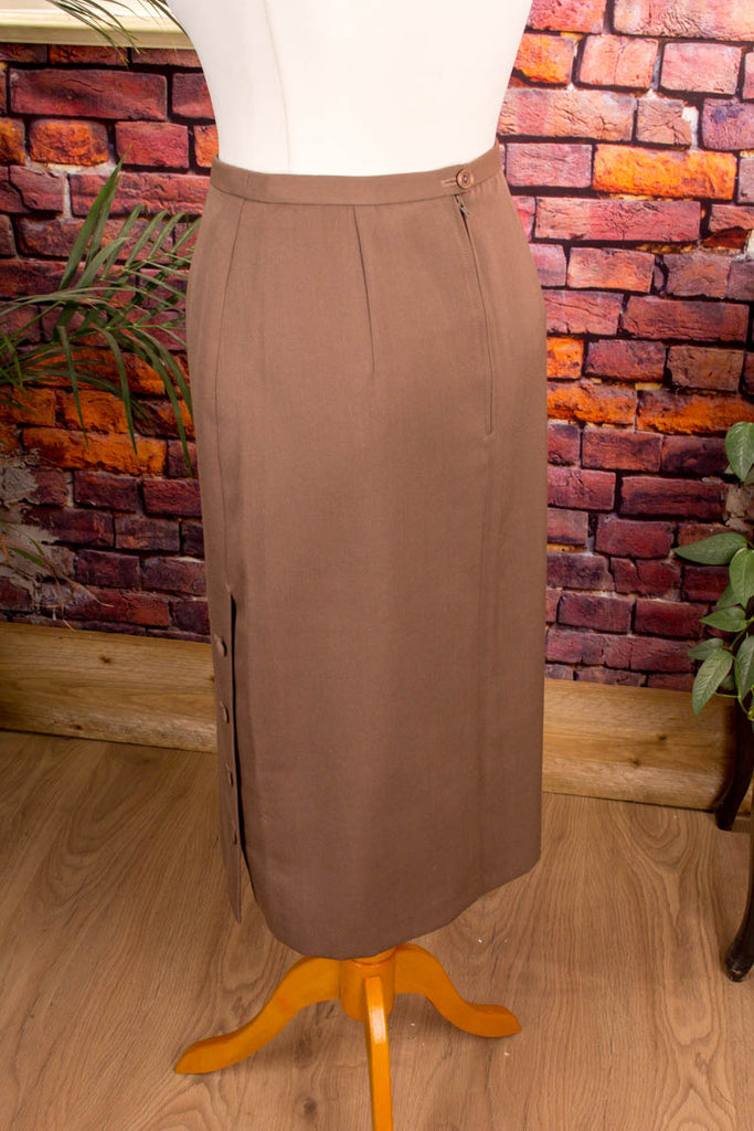 Vintage Wollrock beige Knopfleiste 60er 70er beige Frau Mod Rockabilly S 36-38 Sekretärin Special vintageberlin.de