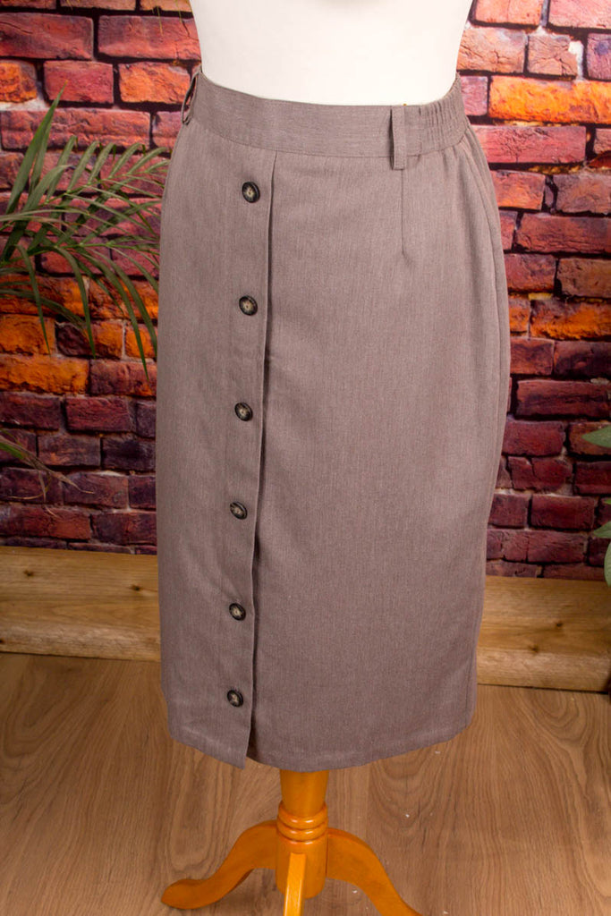 80s Rock greige schmal 80er 90er beige Disco Frau grau real-80er Rockabilly S 36-38 Sekretärin Special vintageberlin.de