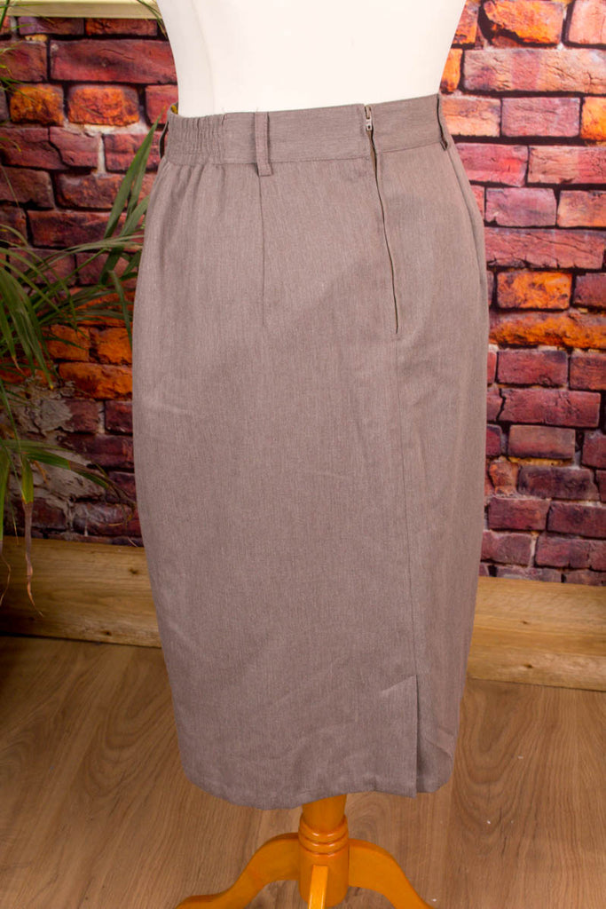 80s Rock greige schmal 80er 90er beige Disco Frau grau real-80er Rockabilly S 36-38 Sekretärin Special vintageberlin.de