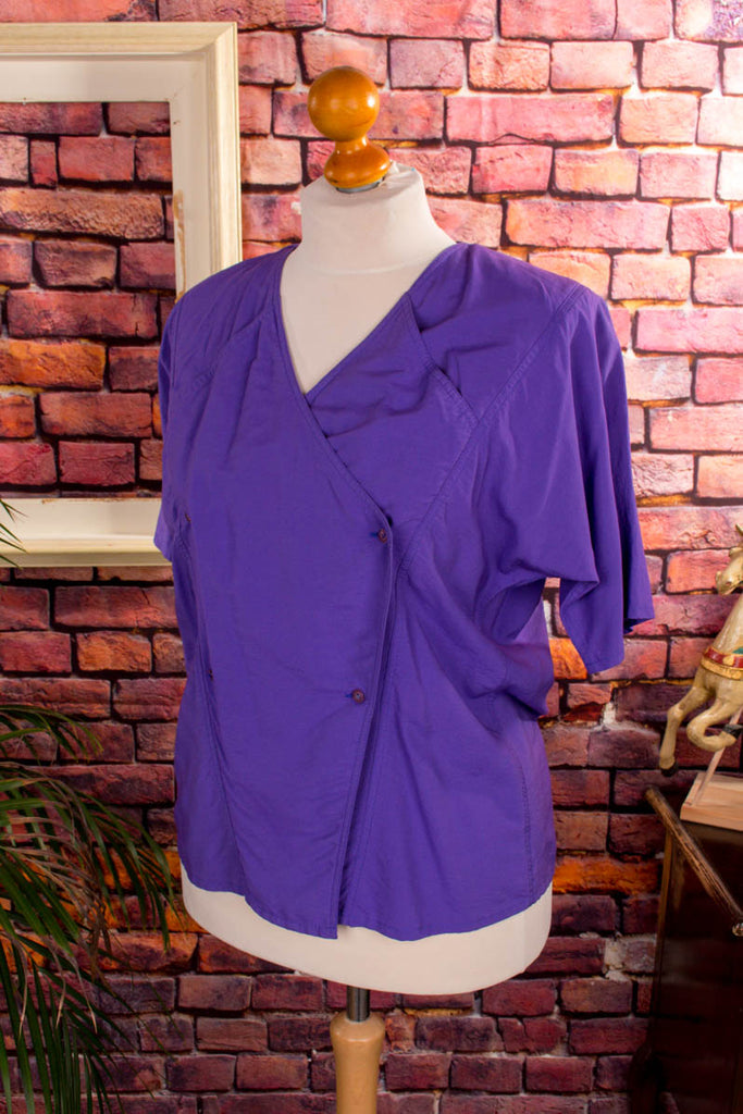 80er Disco Fledermaus-Top lila 80er 90er Boho Disco Frau lila M 40-42 real-80er Special vintageberlin.de
