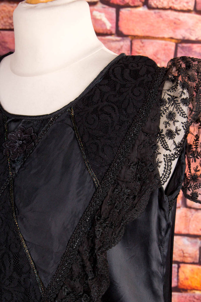 80s Patchwork Top schwarz 80er Boho Disco Frau Gothic M 40-42 real-80er schwarz Special vintageberlin.de