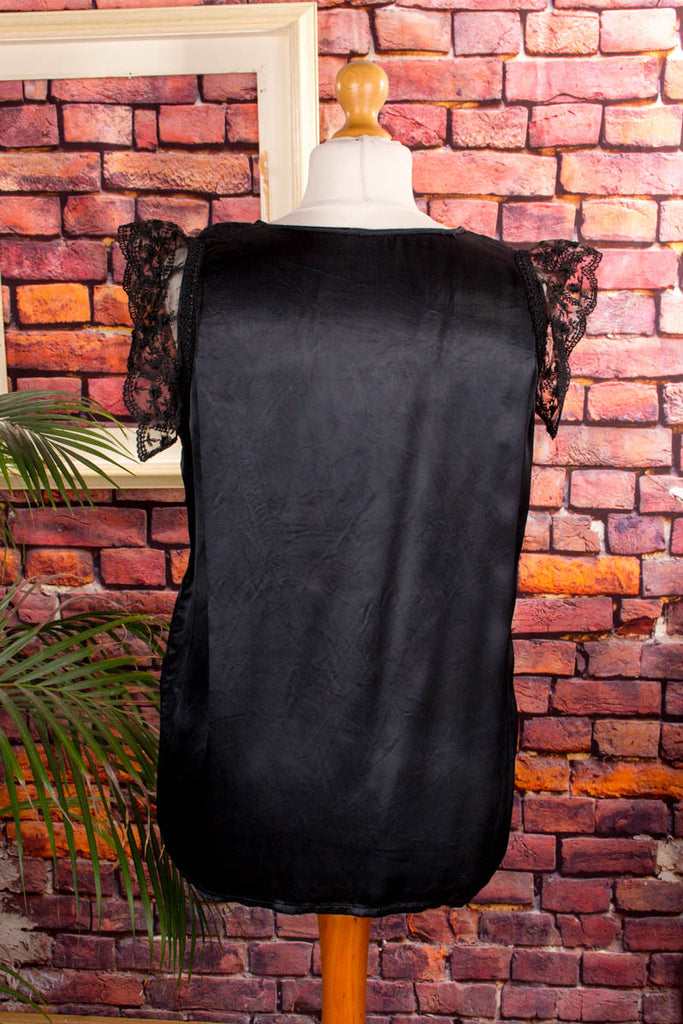 80s Patchwork Top schwarz 80er Boho Disco Frau Gothic M 40-42 real-80er schwarz Special vintageberlin.de