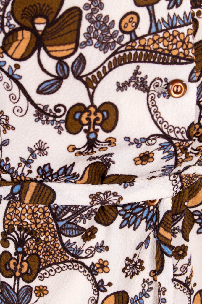 60s Discokleid Pilzmuster 60er 70er braun bunt Disco Frau M 40-42 real-disco Rockabilly S 36-38 Schlager Special weiß vintageberlin.de