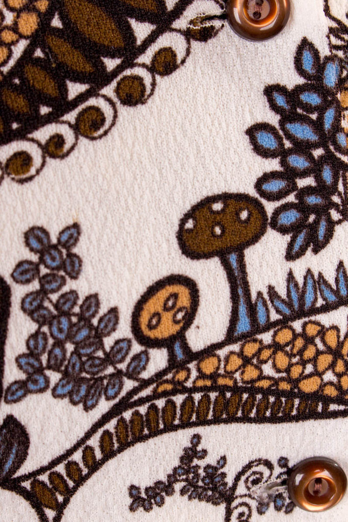 60s Discokleid Pilzmuster 60er 70er braun bunt Disco Frau M 40-42 real-disco Rockabilly S 36-38 Schlager Special weiß vintageberlin.de