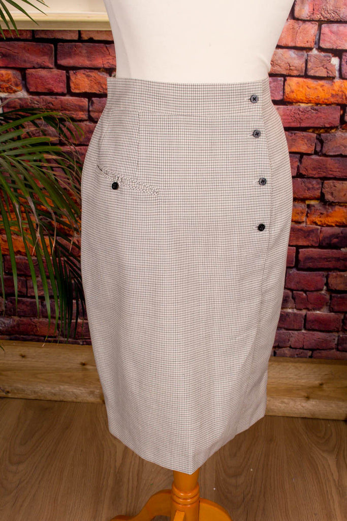 Bleistiftrock kariert 50er 60er 80er Frau grau real-80er real-rockabilly Rockabilly S 36-38 Sekretärin Special vintageberlin.de