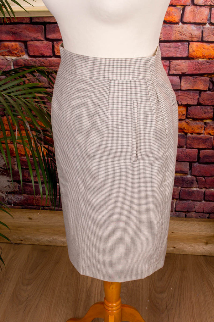 Bleistiftrock kariert 50er 60er 80er Frau grau real-80er real-rockabilly Rockabilly S 36-38 Sekretärin Special vintageberlin.de