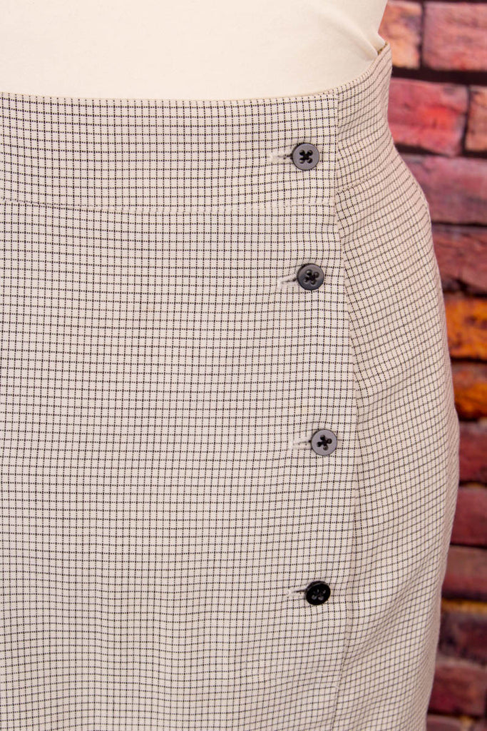 Bleistiftrock kariert 50er 60er 80er Frau grau real-80er real-rockabilly Rockabilly S 36-38 Sekretärin Special vintageberlin.de