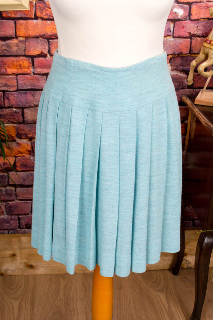 Vintage Minirock türkis Strick 60er 70er blau Boho Disco Frau real-disco real-rockabilly Rockabilly S 36-38 Schlager Special türkis vintageberlin.de