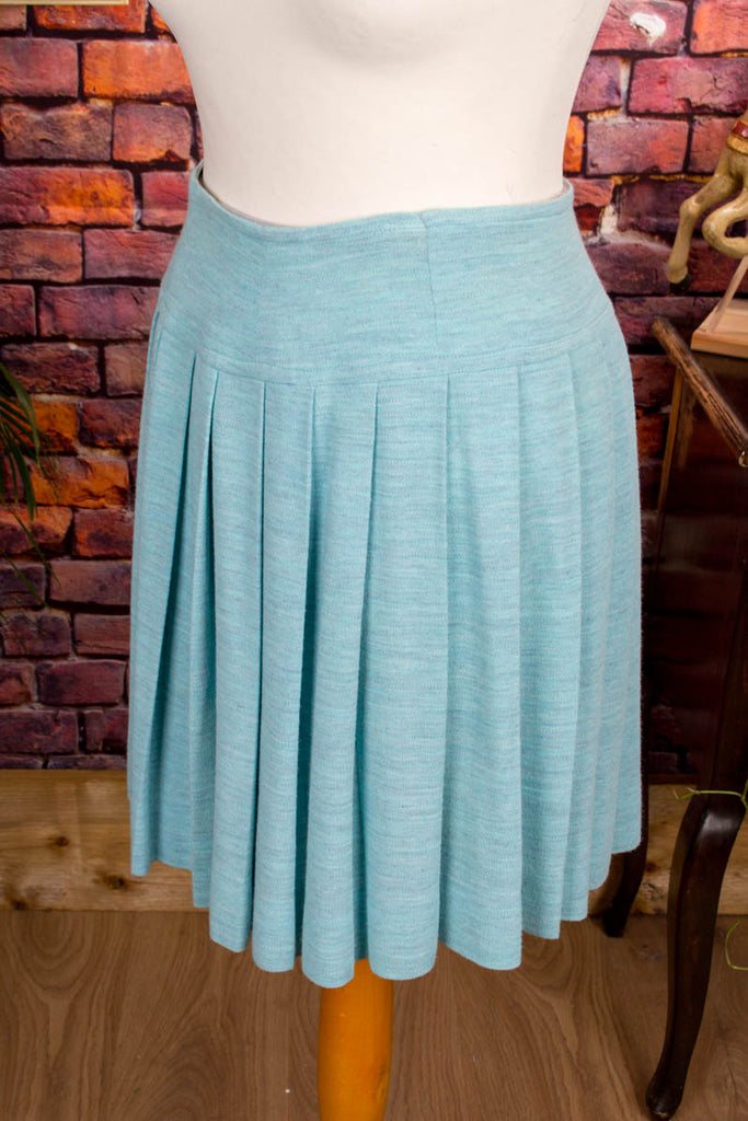 Vintage Minirock türkis Strick 60er 70er blau Boho Disco Frau real-disco real-rockabilly Rockabilly S 36-38 Schlager Special türkis vintageberlin.de