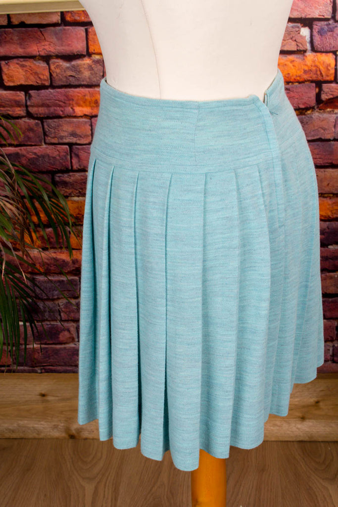 Vintage Minirock türkis Strick 60er 70er blau Boho Disco Frau real-disco real-rockabilly Rockabilly S 36-38 Schlager Special türkis vintageberlin.de