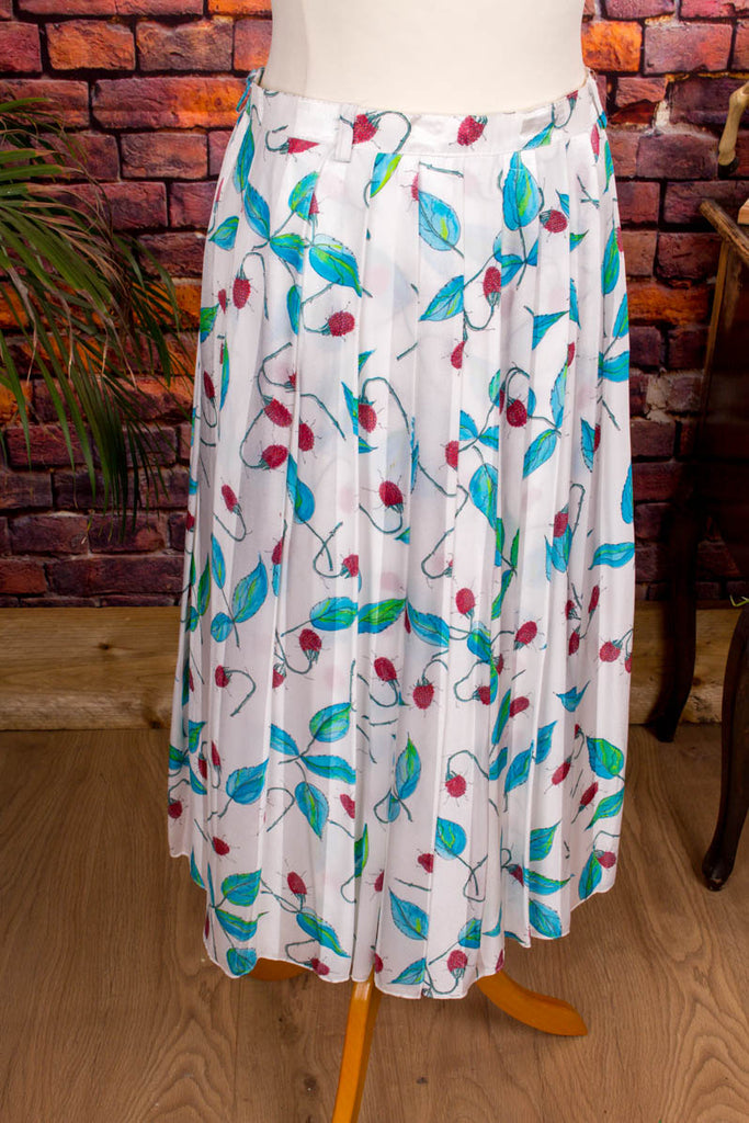 Faltenrock weiß bunt Himbeeren Default Title 90er Boho bunt Frau Rockabilly S 36-38 Special weiß vintageberlin.de