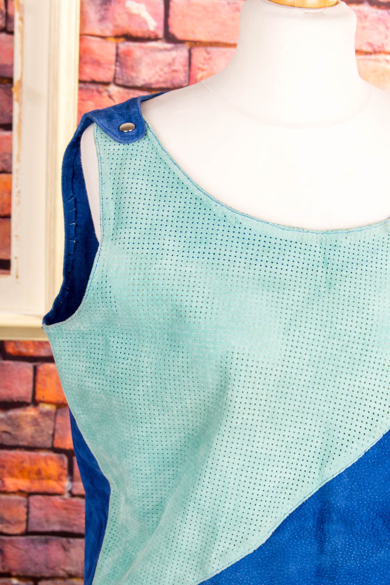 Vintage Leder Top blau türkis