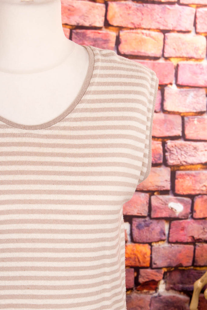 Seide Ringelshirt Strick beige Frau M 40-42 Special vintageberlin.de