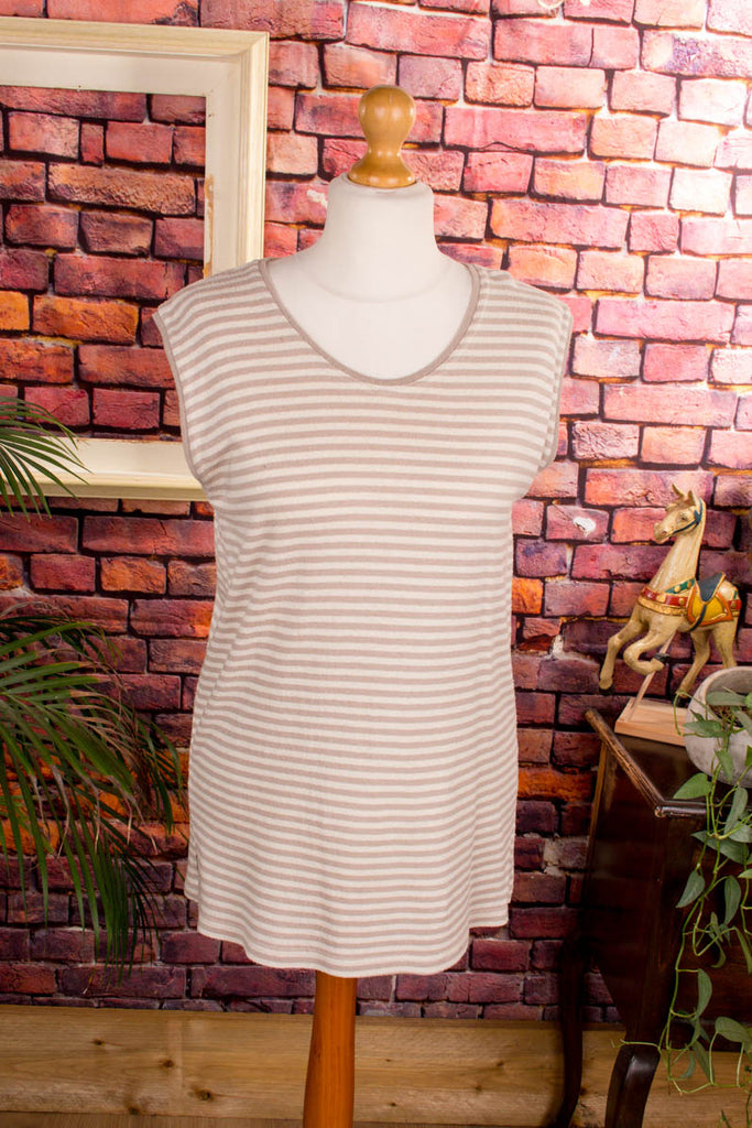 Seide Ringelshirt Strick beige Frau M 40-42 Special vintageberlin.de