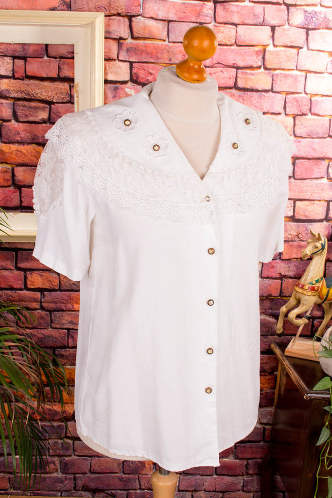 80s Rüschenbluse weiß Kragen Default Title 80er Boho Disco Frau M 40-42 real-80er Special weiß vintageberlin.de