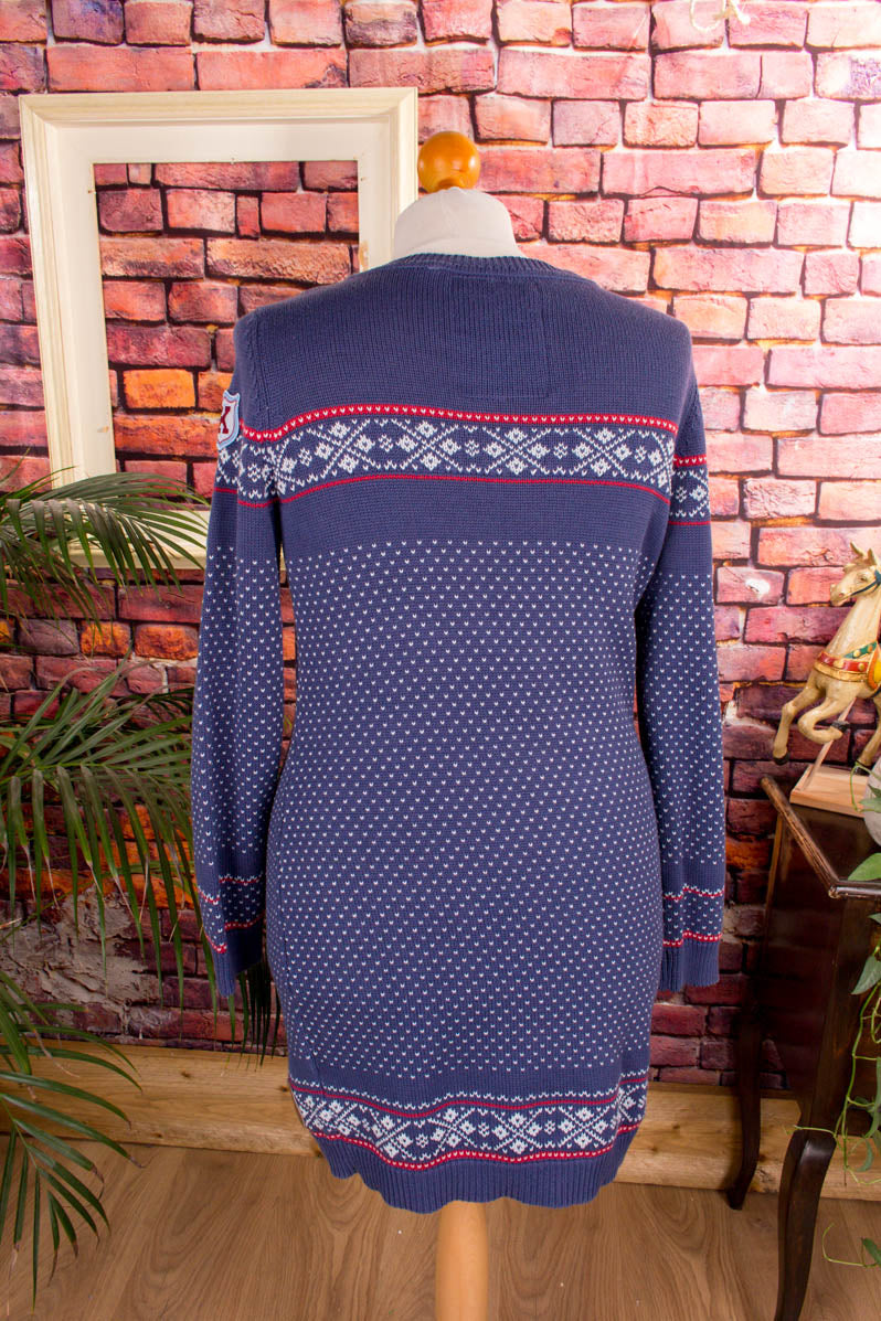 Strickkleid blau weiß Muster