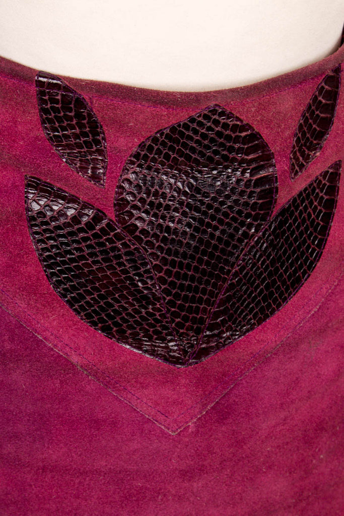 Vintage Lederrock magenta 80er Boho Disco Frau lila pink real-80er Rockabilly S 36-38 Special vintageberlin.de