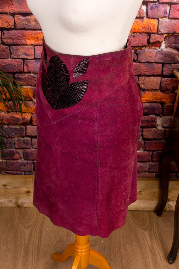Vintage Lederrock magenta 80er Boho Disco Frau lila pink real-80er Rockabilly S 36-38 Special vintageberlin.de