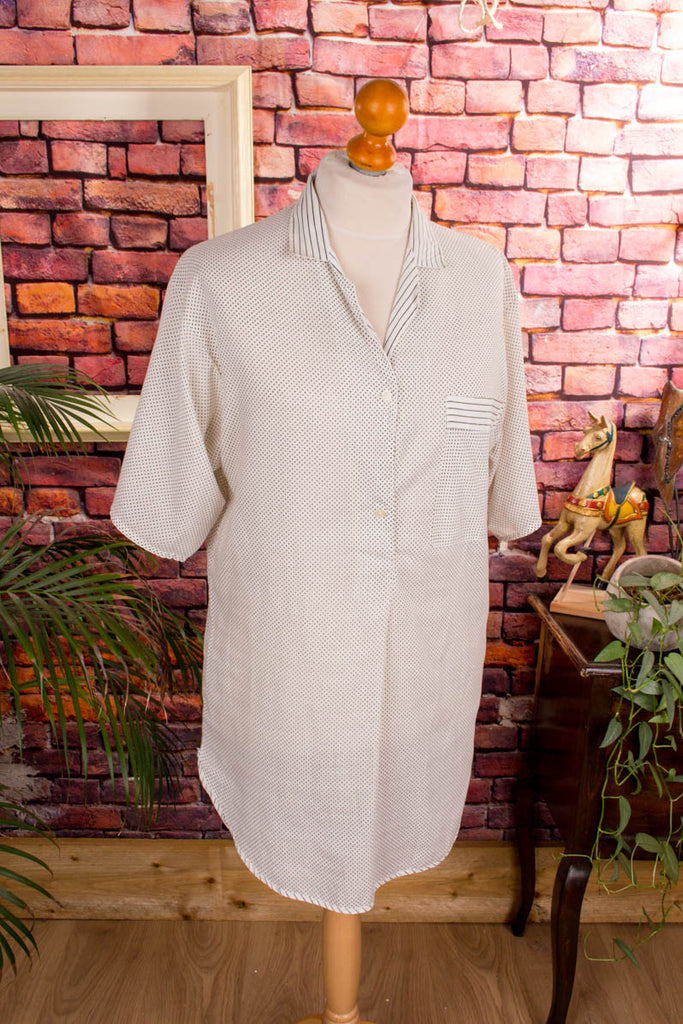 DDR Nachthemd grau Punkte 70er Dandy DDR grau M 48-50 Mann Rockabilly Special vintageberlin.de