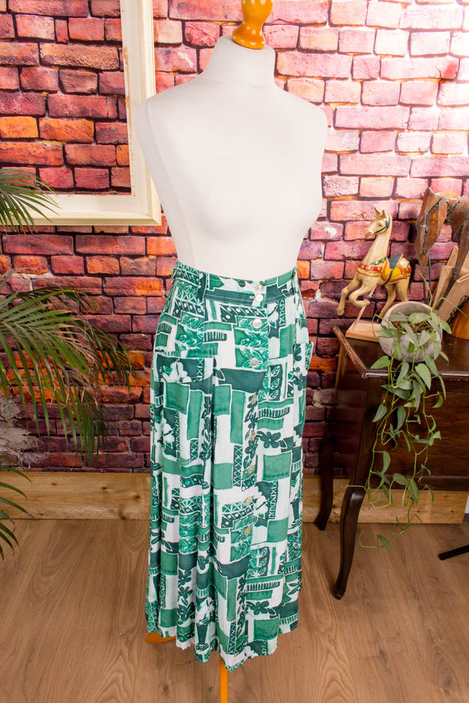 90s Rock grün Muster 90er Frau grün M 40-42 Special weiß vintageberlin.de