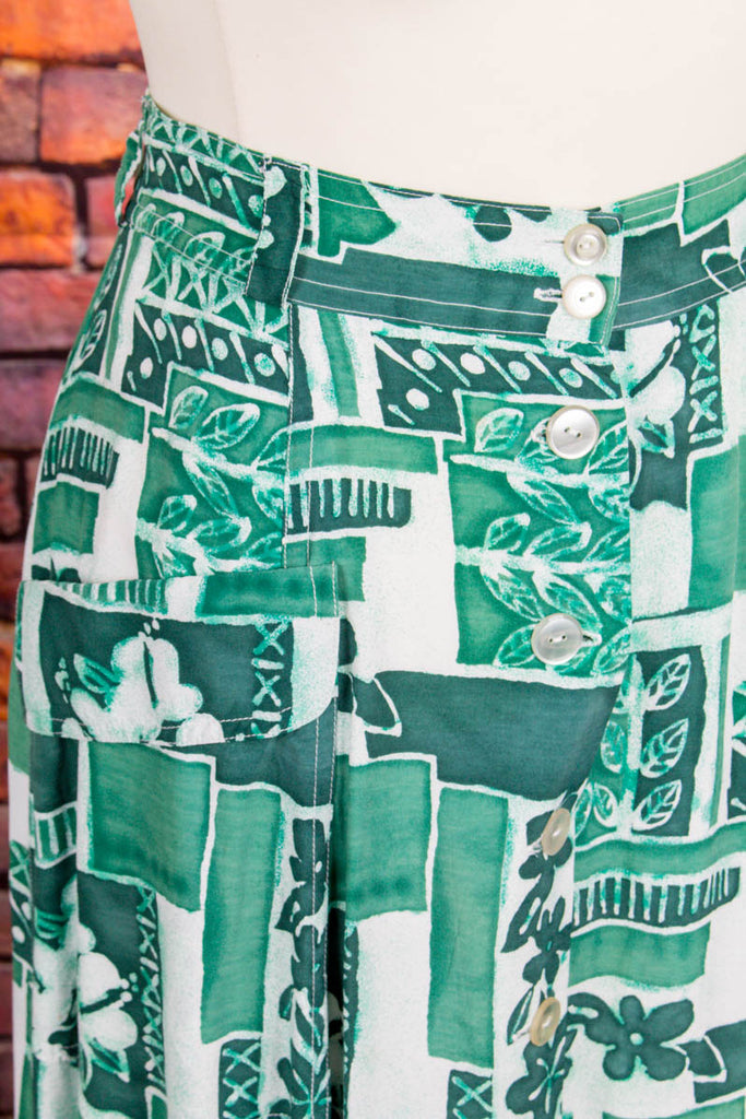 90s Rock grün Muster 90er Frau grün M 40-42 Special weiß vintageberlin.de