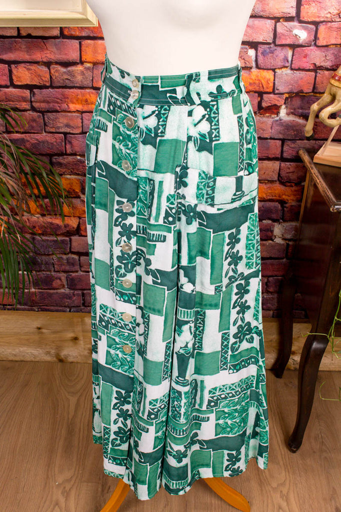 90s Rock grün Muster 90er Frau grün M 40-42 Special weiß vintageberlin.de