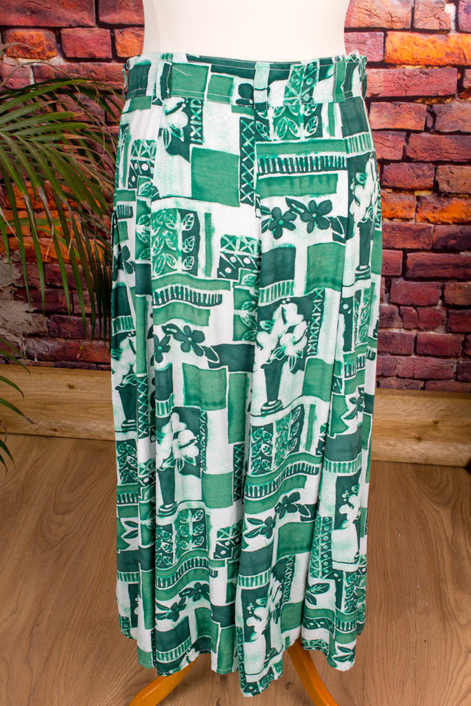 90s Rock grün Muster 90er Frau grün M 40-42 Special weiß vintageberlin.de