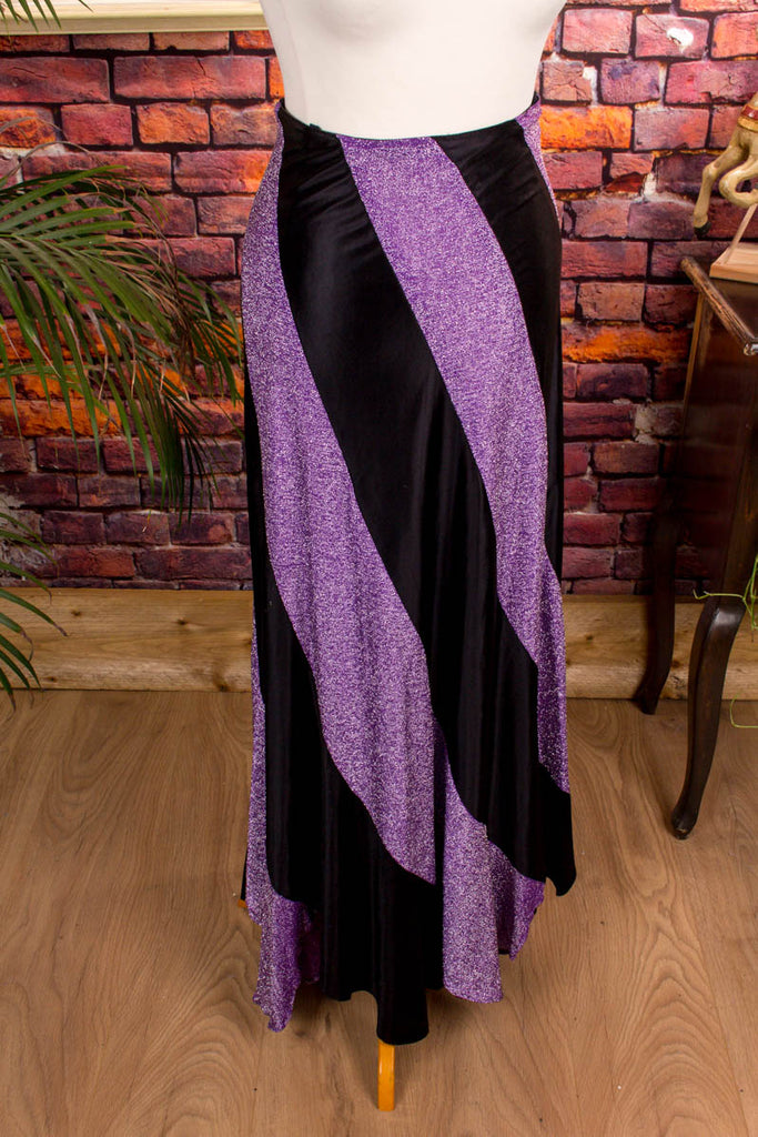 Vintage Glitzer Maxirock lila Default Title 70er Boho Disco Frau lila real-boho real-disco S 36-38 Schlager Special vintageberlin.de