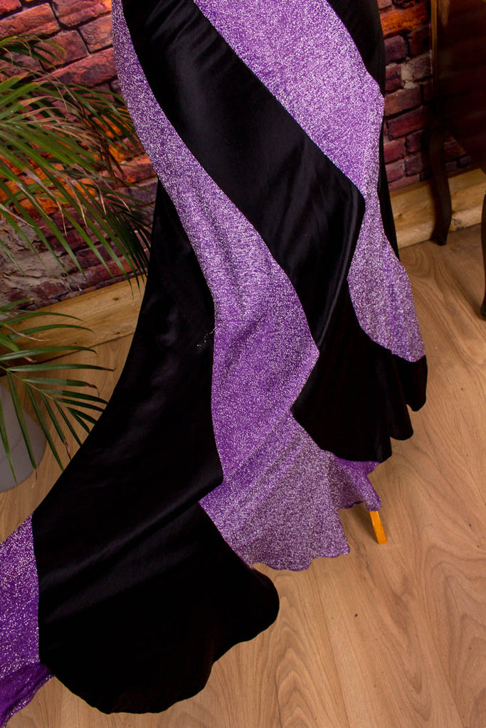 Vintage Glitzer Maxirock lila 70er Boho Disco Frau lila real-boho real-disco S 36-38 Schlager Special vintageberlin.de