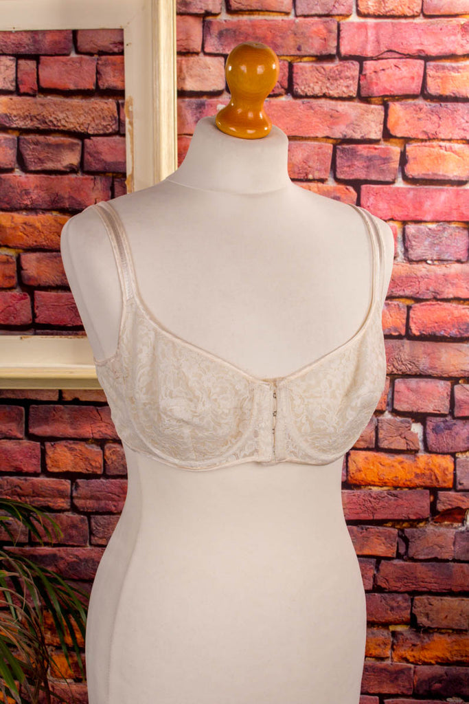 Vintage BH Vorderverschluss weiß 60er 70er Boho Frau M 40-42 Rockabilly S 36-38 Sekretärin Special weiß vintageberlin.de