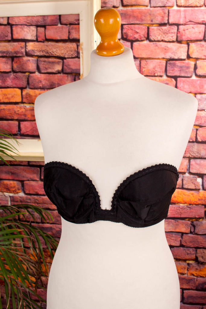Vintage BH schwarz trägerlos 60er 70er Frau Gothic real-disco real-rockabilly Rockabilly S 36-38 schwarz Sekretärin Special vintageberlin.de