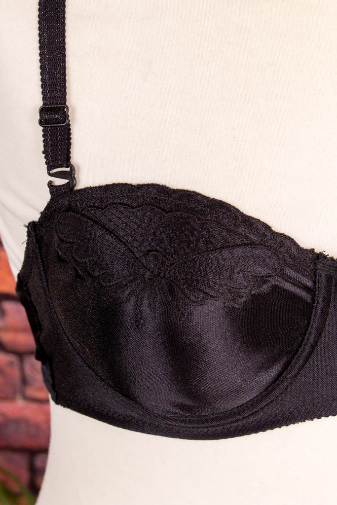 sexy Satin BH schwarz 80er Abendmode Boho Disco Frau Gothic M 40-42 Rockabilly S 36-38 schwarz Special XS 32-34 vintageberlin.de