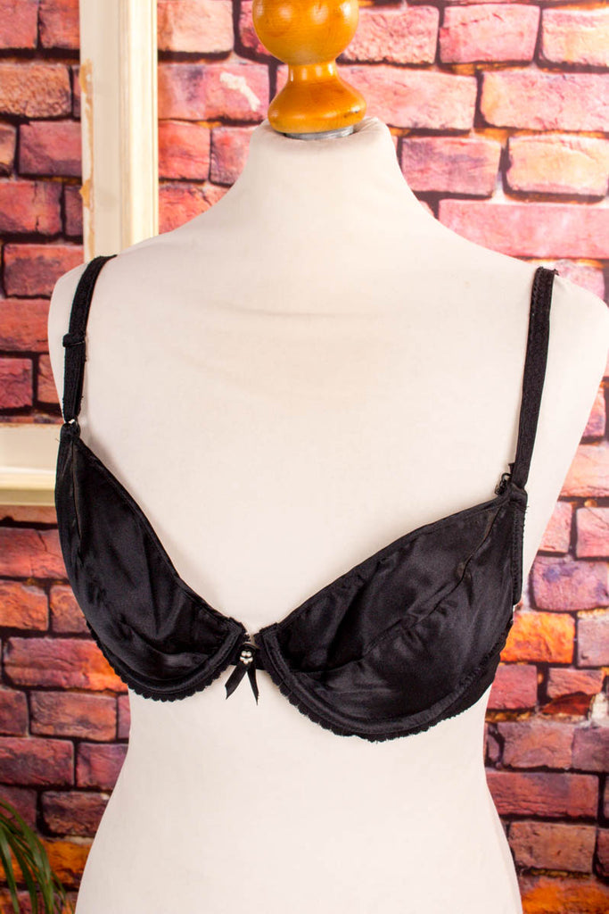 Vintage Push Up BH schwarz Satin 60er 70er 80er Disco Frau Gothic real-disco real-rockabilly Rockabilly S 36-38 schwarz Special XS 32-34 vintageberlin.de