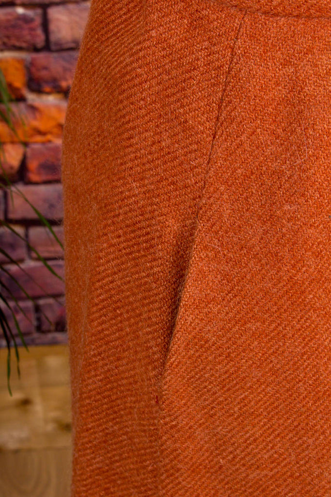 Winterrock rotbraun Wolle Mohair 70er 80er braun Frau M 40-42 orange Rockabilly S 36-38 Special vintageberlin.de