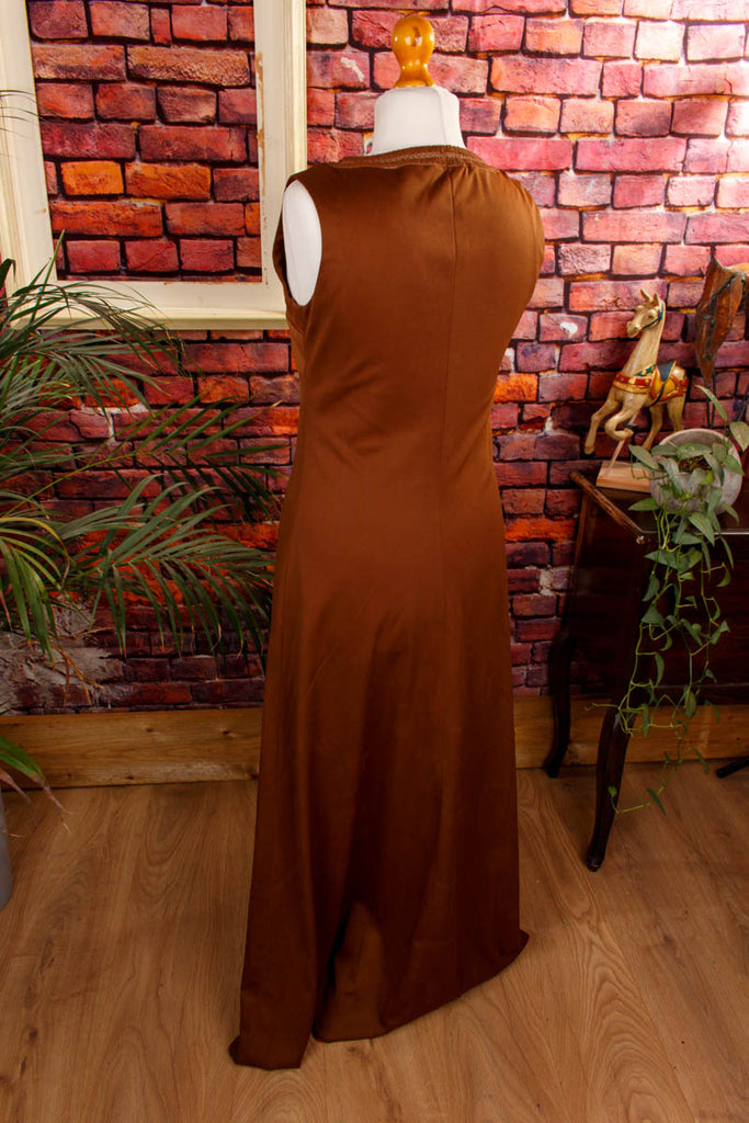 Boho Maxikleid rehbraun 70er Boho braun Frau Hippie L 44-46 M 40-42 real-boho Special vintageberlin.de