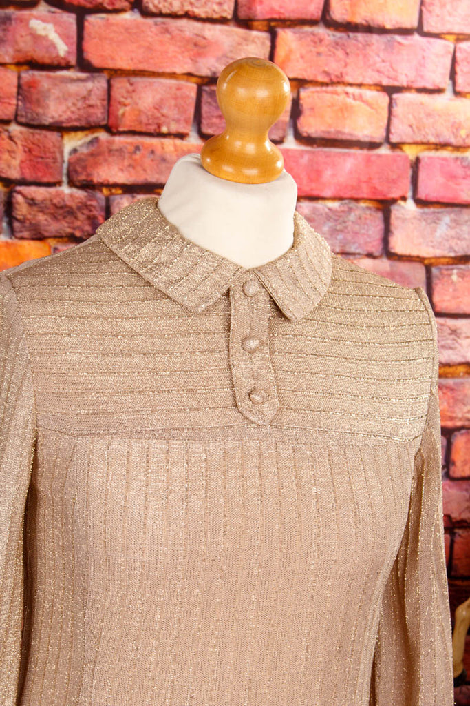 60s Disco Glitzerkleid Gold 60er 70er Abendmode Disco Frau gold real-disco Rockabilly S 36-38 Schlager Special vintageberlin.de