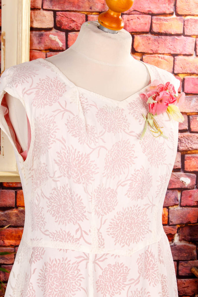 50er Jahre Kleid rosa weiß 40er 50er Abendmode Boho boho-wedding Charleston Flapper&Charleston Hochzeit real-rockabilly Rockabilly rosa Special weiß XL 48-50 vintageberlin.de