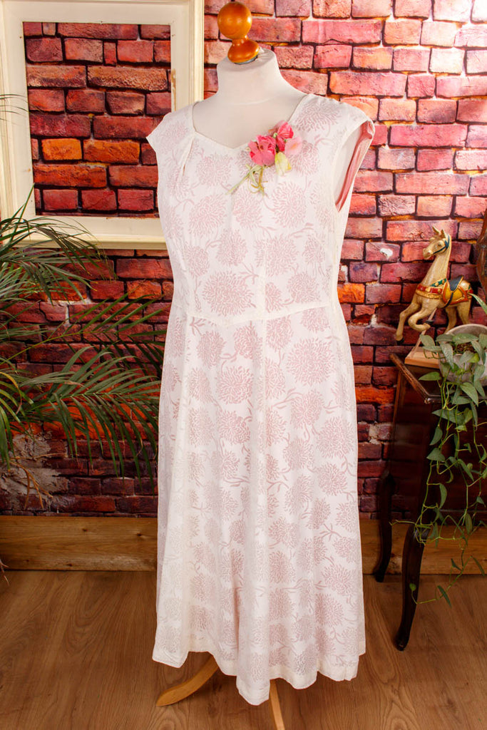 50er Jahre Kleid rosa weiß 40er 50er Abendmode Boho boho-wedding Charleston Flapper&Charleston Hochzeit real-rockabilly Rockabilly rosa Special weiß XL 48-50 vintageberlin.de