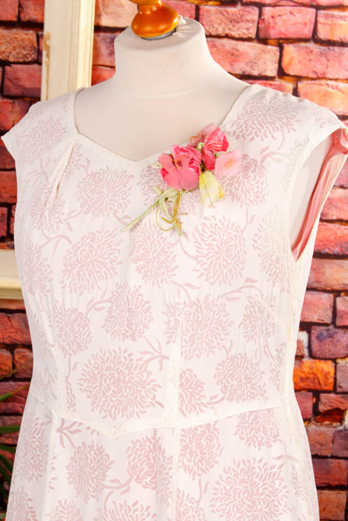 50er Jahre Kleid rosa weiß 40er 50er Abendmode Boho boho-wedding Charleston Flapper&Charleston Hochzeit real-rockabilly Rockabilly rosa Special weiß XL 48-50 vintageberlin.de