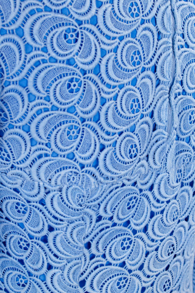 Schlager Abendkleid blau Spitze 60er 70er Abendmode blau Boho Disco Frau Hippie real-boho real-disco S 36-38 Schlager Special vintageberlin.de