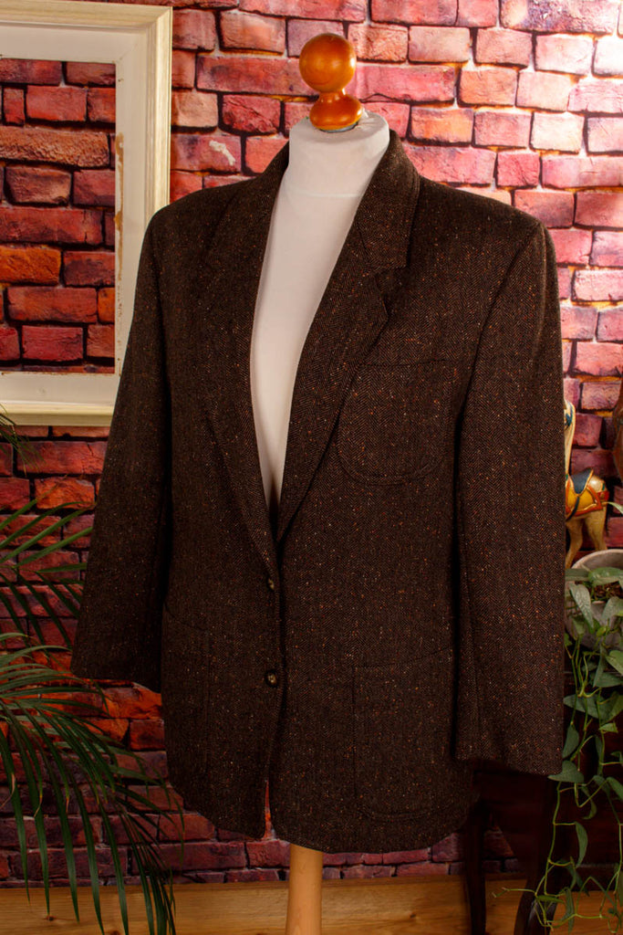 Vintage Tweed Blazer braun 80er 90er braun Frau M 40-42 real-80er Rockabilly Special vintageberlin.de