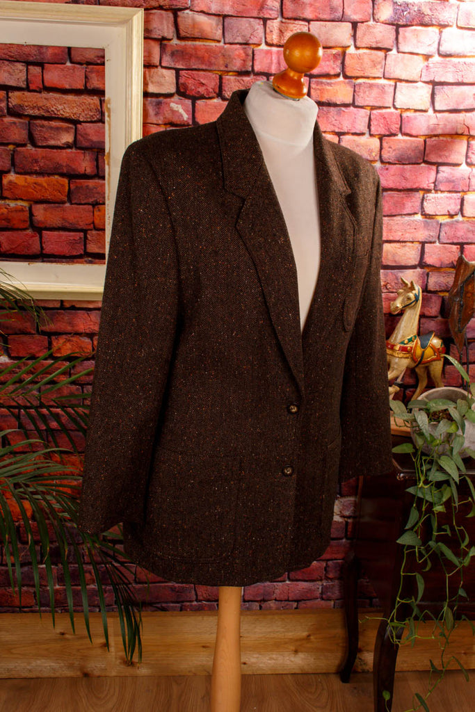 Vintage Tweed Blazer braun 80er 90er braun Frau M 40-42 real-80er Rockabilly Special vintageberlin.de