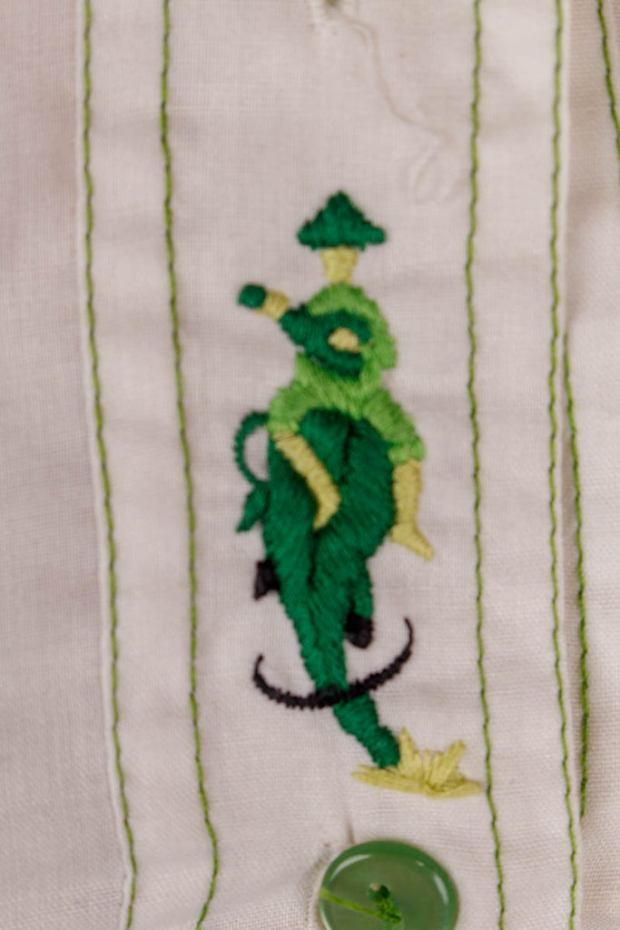 70s Disco Bluse Megakragen süß bestickt 60er 70er beige Boho Disco Frau grün real-disco real-rockabilly Rockabilly S 36-38 Special weiß XS 32-34 vintageberlin.de